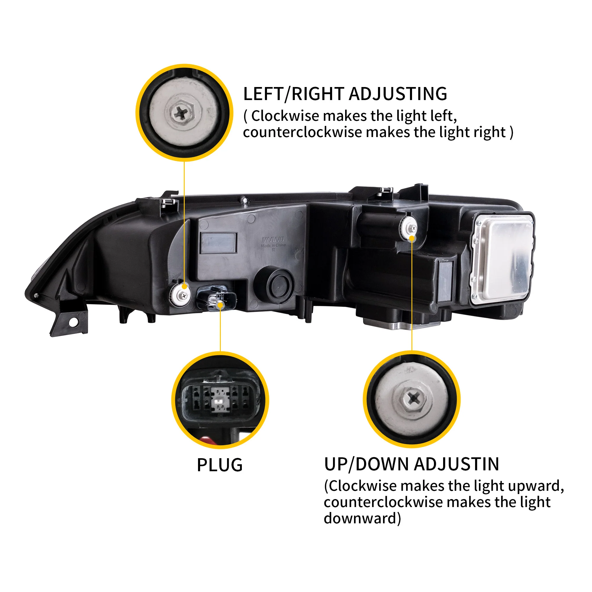 VLAND Dual Beam LED Projector Headlights For Mazda 6 2003-2008 - Image 5