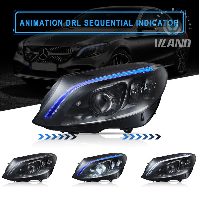 VLAND LED Projector Headlights For Mercedes Benz W205 C-Class 2015-2021 - Image 5