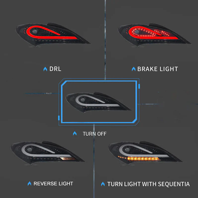 VLAND LED Smoked Taillights For 2010-2016 Hyundai Genesis Coupe w/Sequential - Image 5