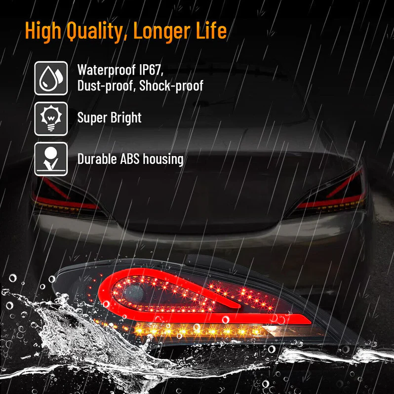 VLAND LED Smoked Taillights For 2010-2016 Hyundai Genesis Coupe w/Sequential - Image 7