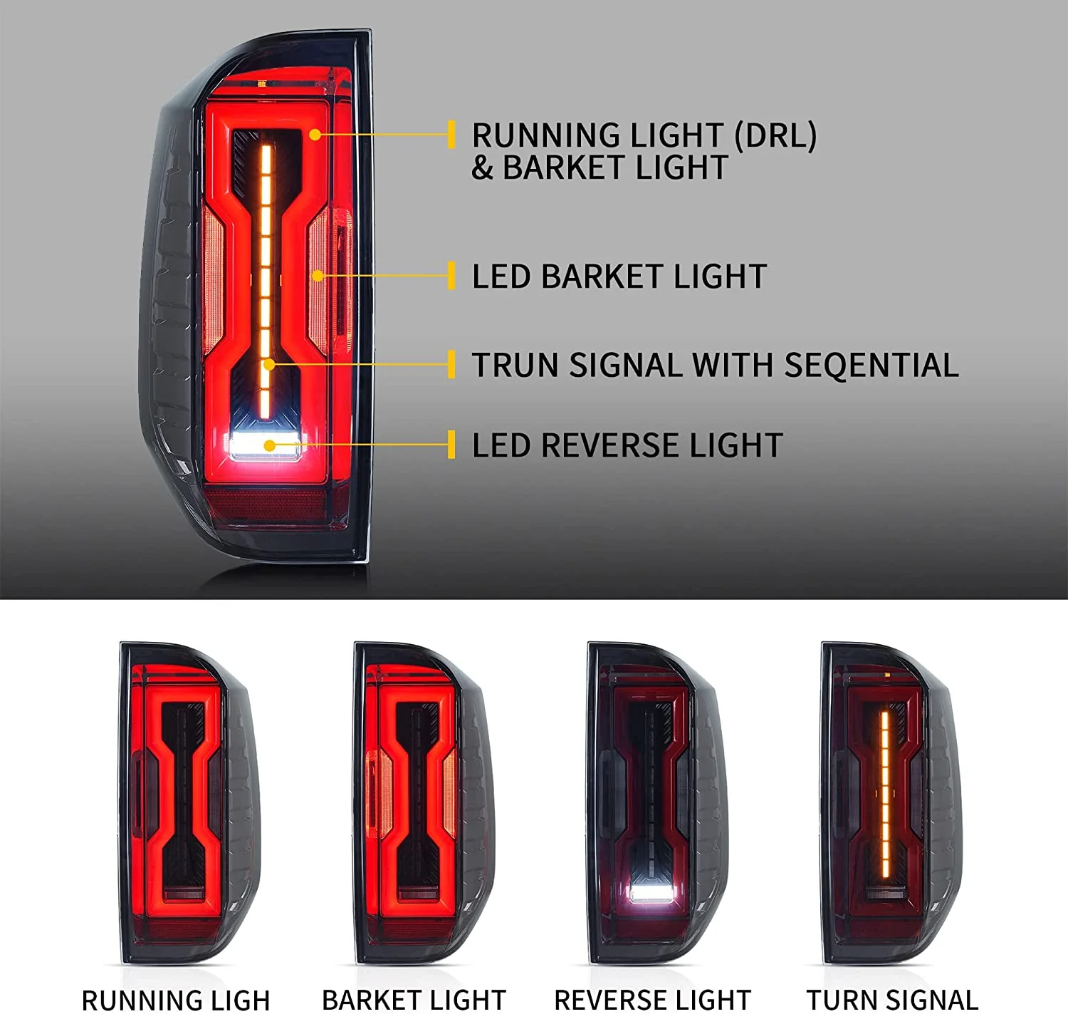 VLAND LED Tail Lights For TOYOTA Tundra 2014-2020 With Start-up Animation DRL - Image 3