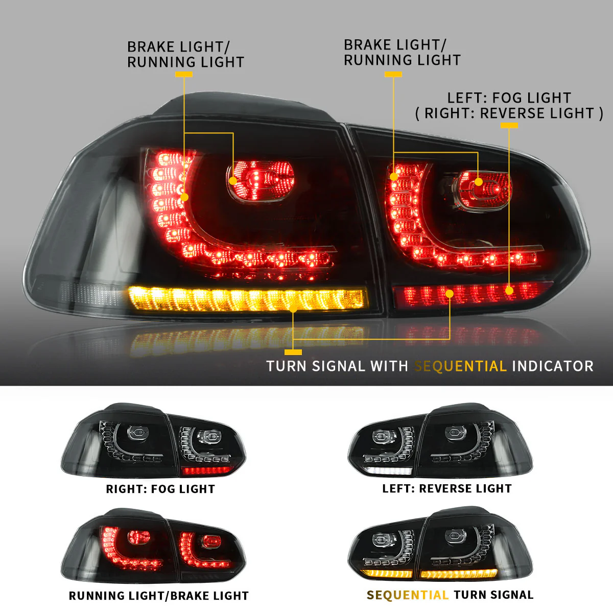 VLAND LED Headlights and Taillights for Volkswagen Golf 6 MK6 2009-2014 (Europe is 2008-2012) - Image 14