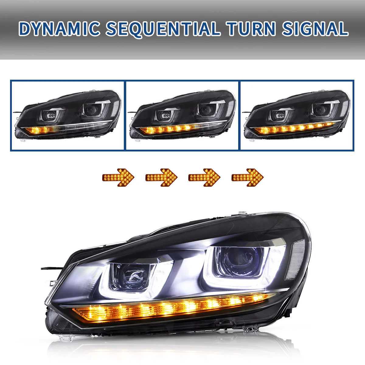 VLAND LED Headlights and Taillights for Volkswagen Golf 6 MK6 2009-2014 (Europe is 2008-2012) - Image 4