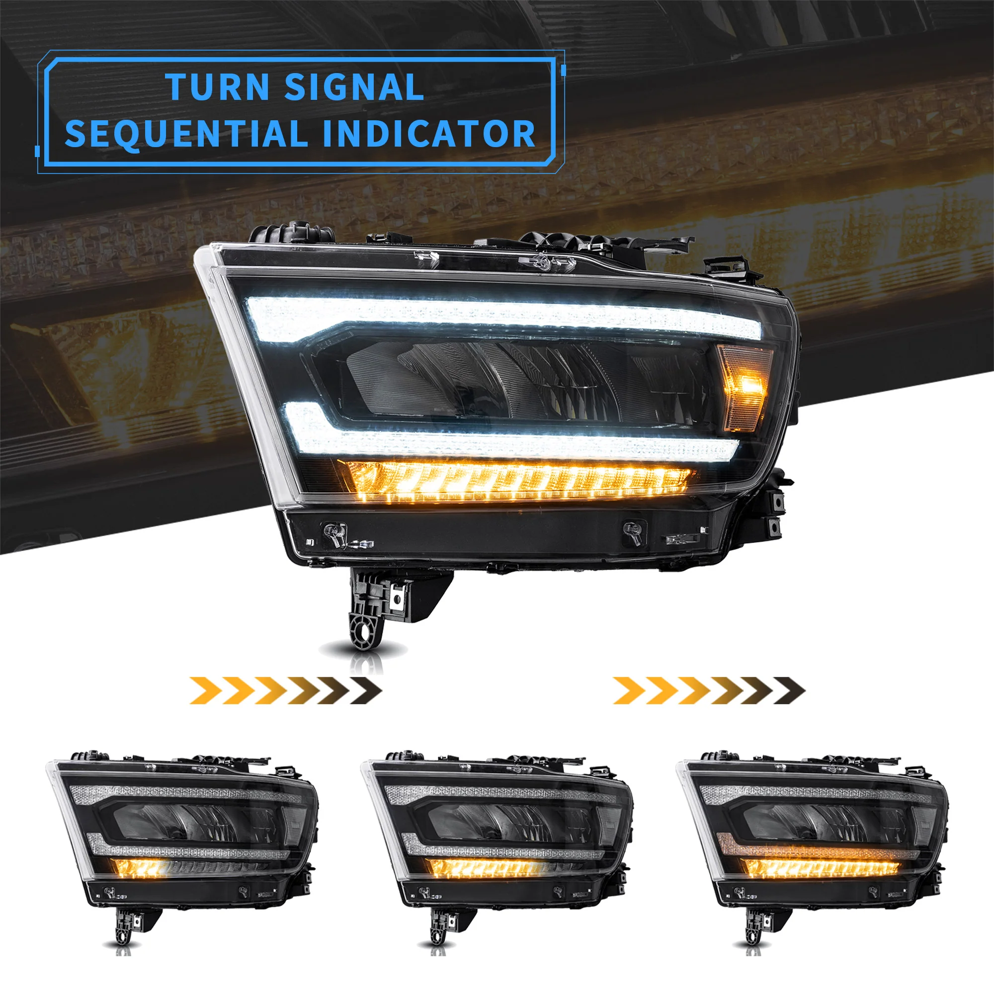 VLAND Full LED Headlights For Dodge Ram 2019-2024 - Image 3