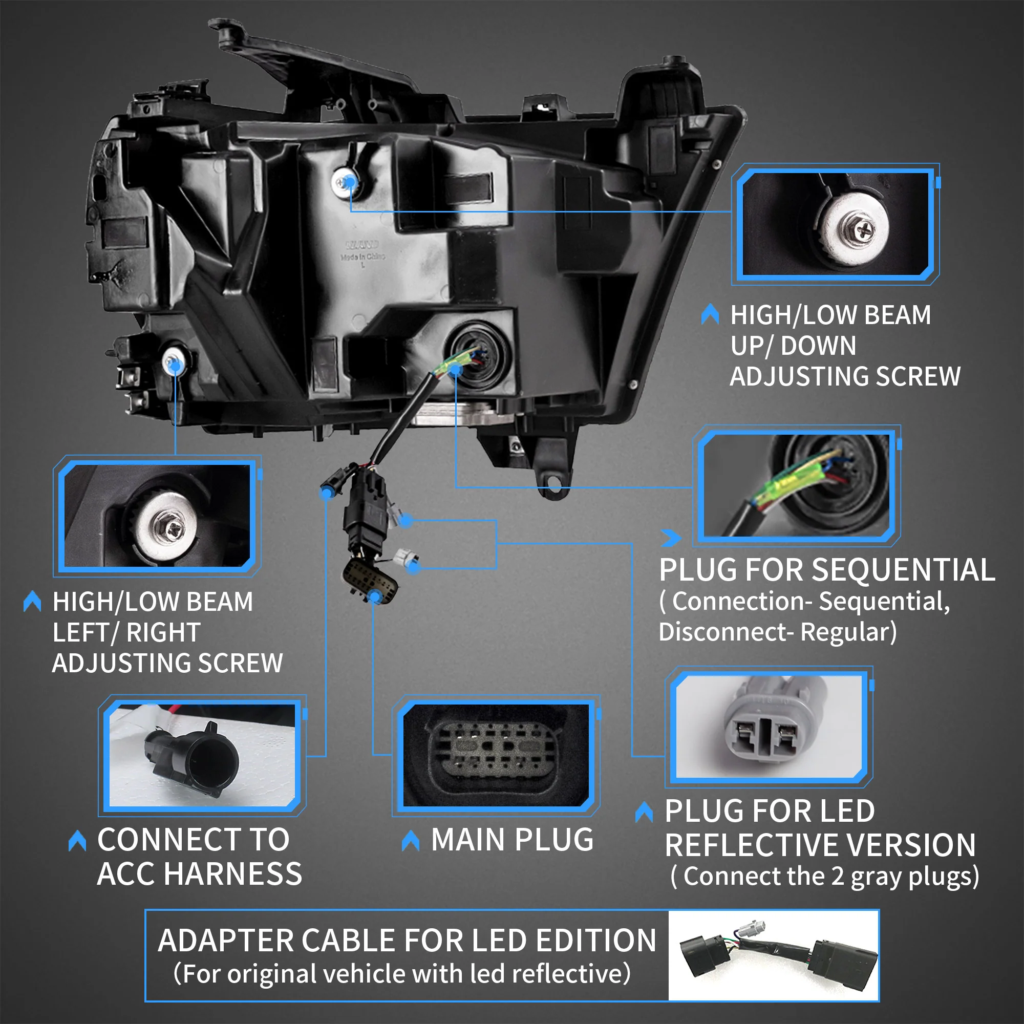 VLAND Full LED Headlights For Dodge Ram 2019-2024 - Image 4