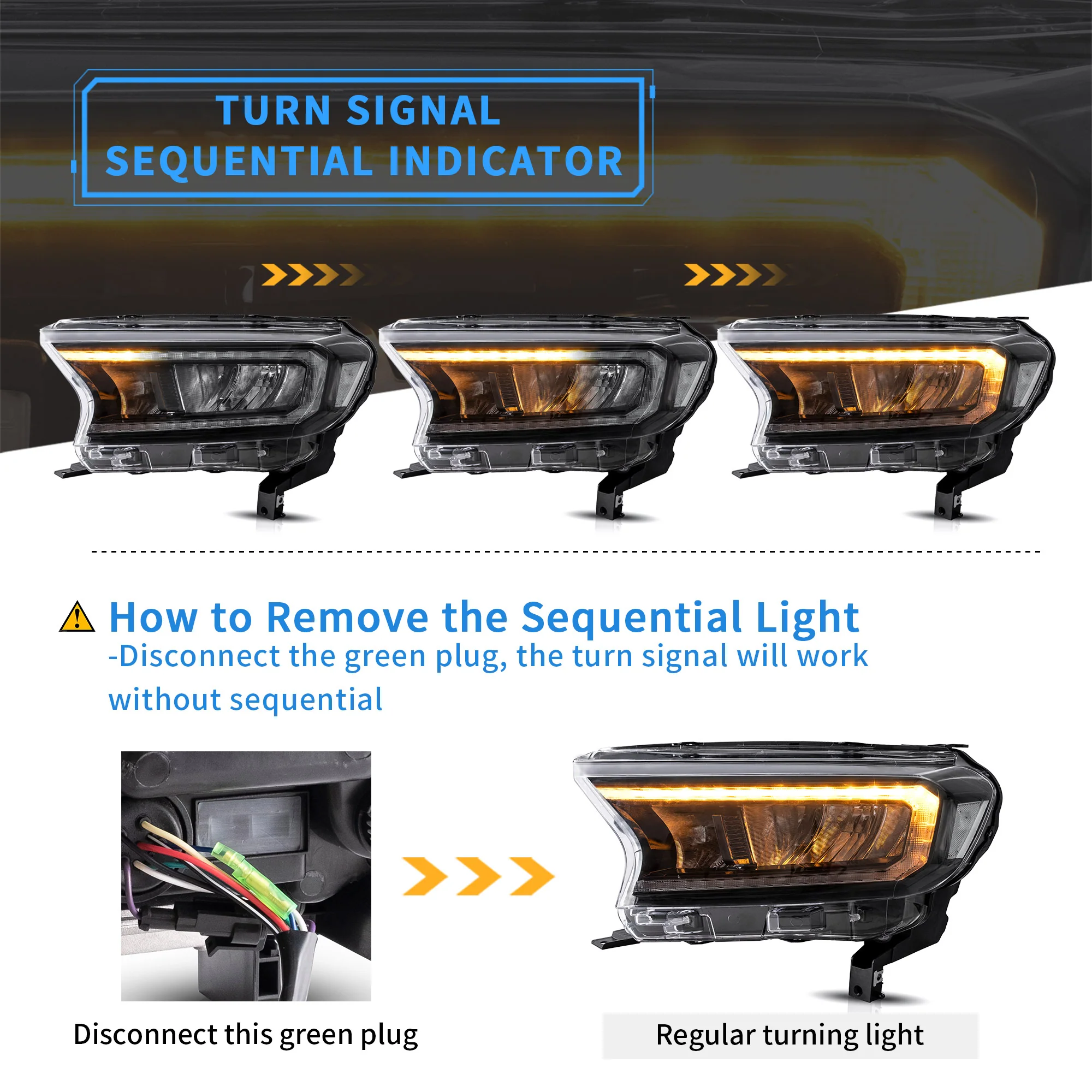 VLAND Matrix Projector and Full LED Headlights For Ford Ranger 2015-2023 - Image 4
