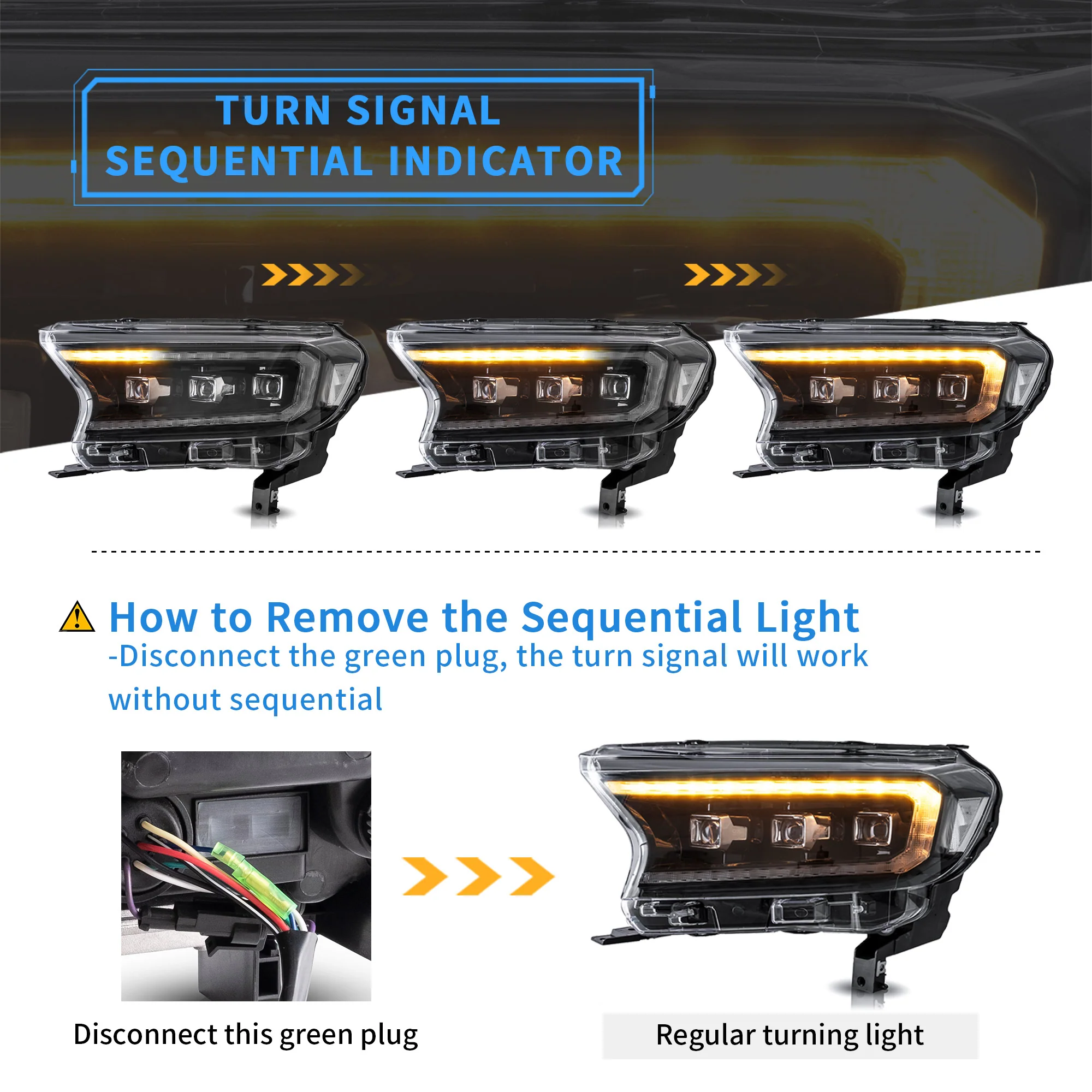 VLAND Matrix Projector and Full LED Headlights For Ford Ranger 2015-2023 - Image 5