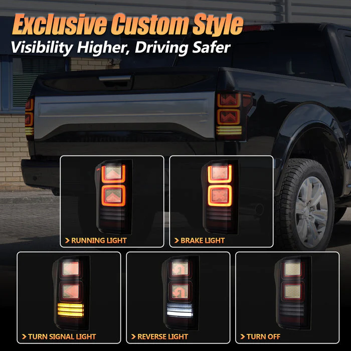 VLAND OLED Taillights For 2015-2020 Ford F150 w/Animation Amber Turn Signal - Image 5
