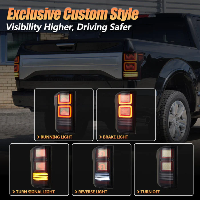 VLAND OLED Taillights For 2015-2020 Ford F150 w/Animation Amber Turn Signal - Image 6