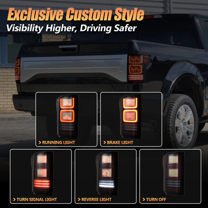 VLAND OLED Taillights For 2015-2020 Ford F150 w/Animation Amber Turn Signal - Image 7