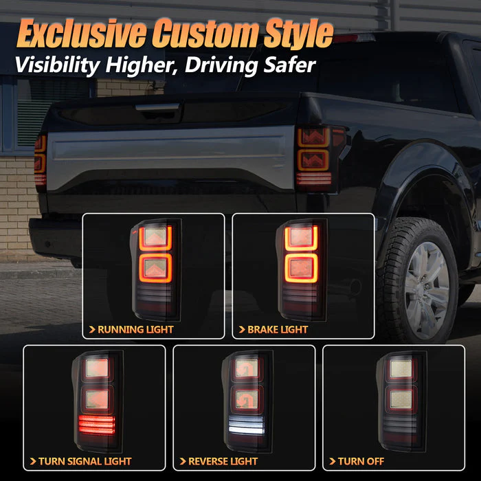 VLAND OLED Taillights For 2015-2020 Ford F150 w/Animation Amber Turn Signal - Image 8