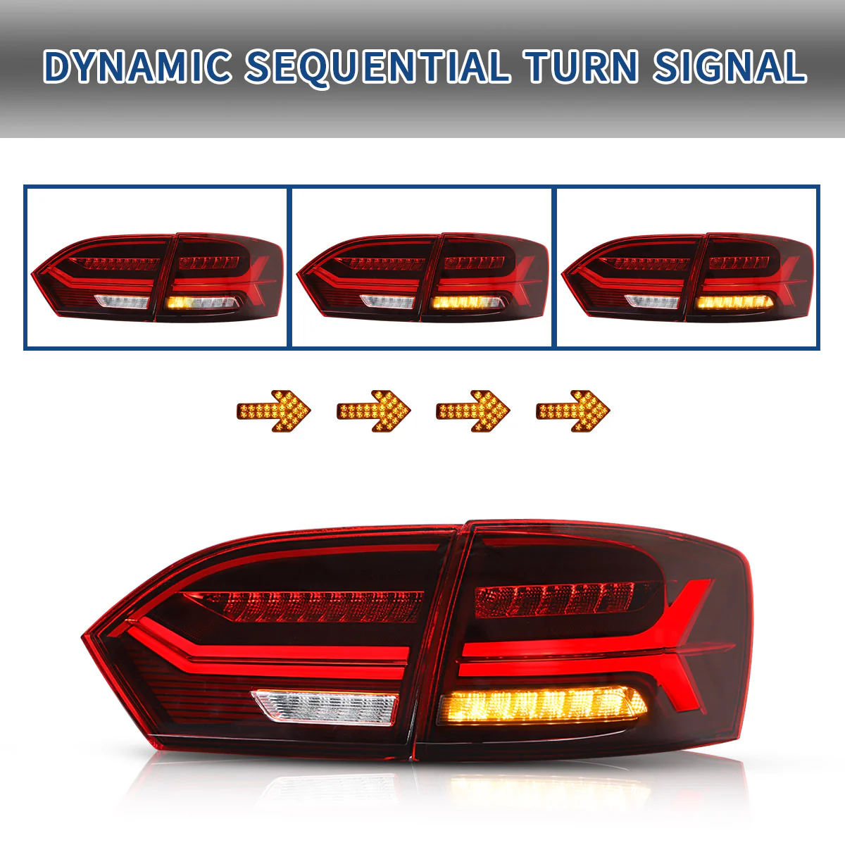 VLAND Projector/Dual Beam Headlights and Tail Lights For Volkswagen VW Jetta / Sagitar (NOT GLI) 2011-2014 - Image 13