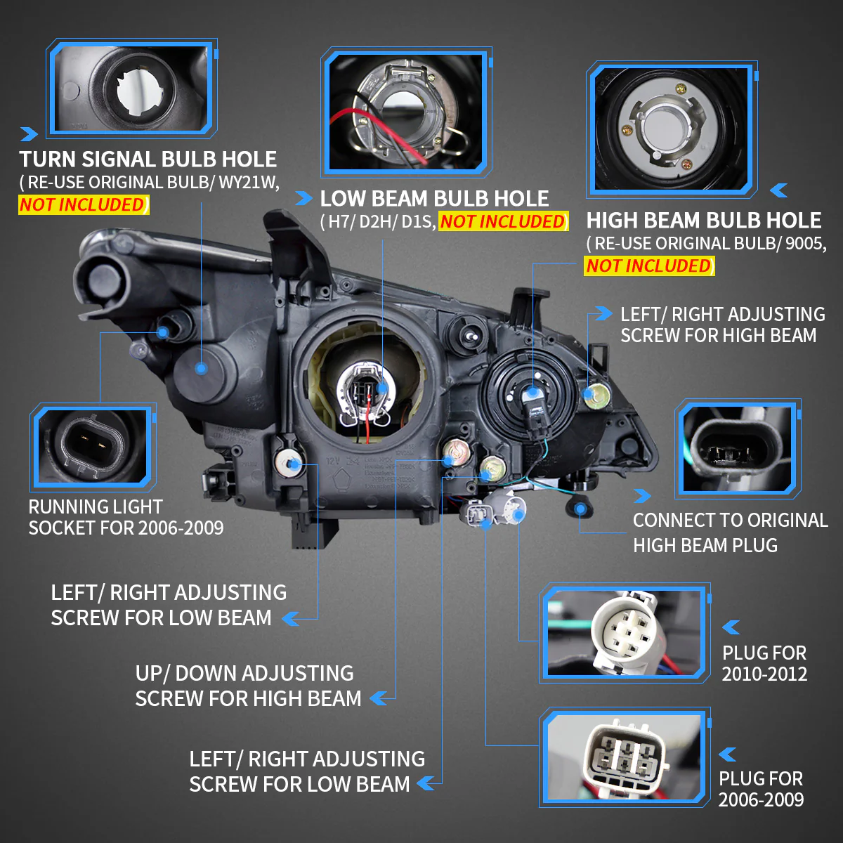 VLAND Projector Headlights for Lexus ES350 2010-2012 - Image 4