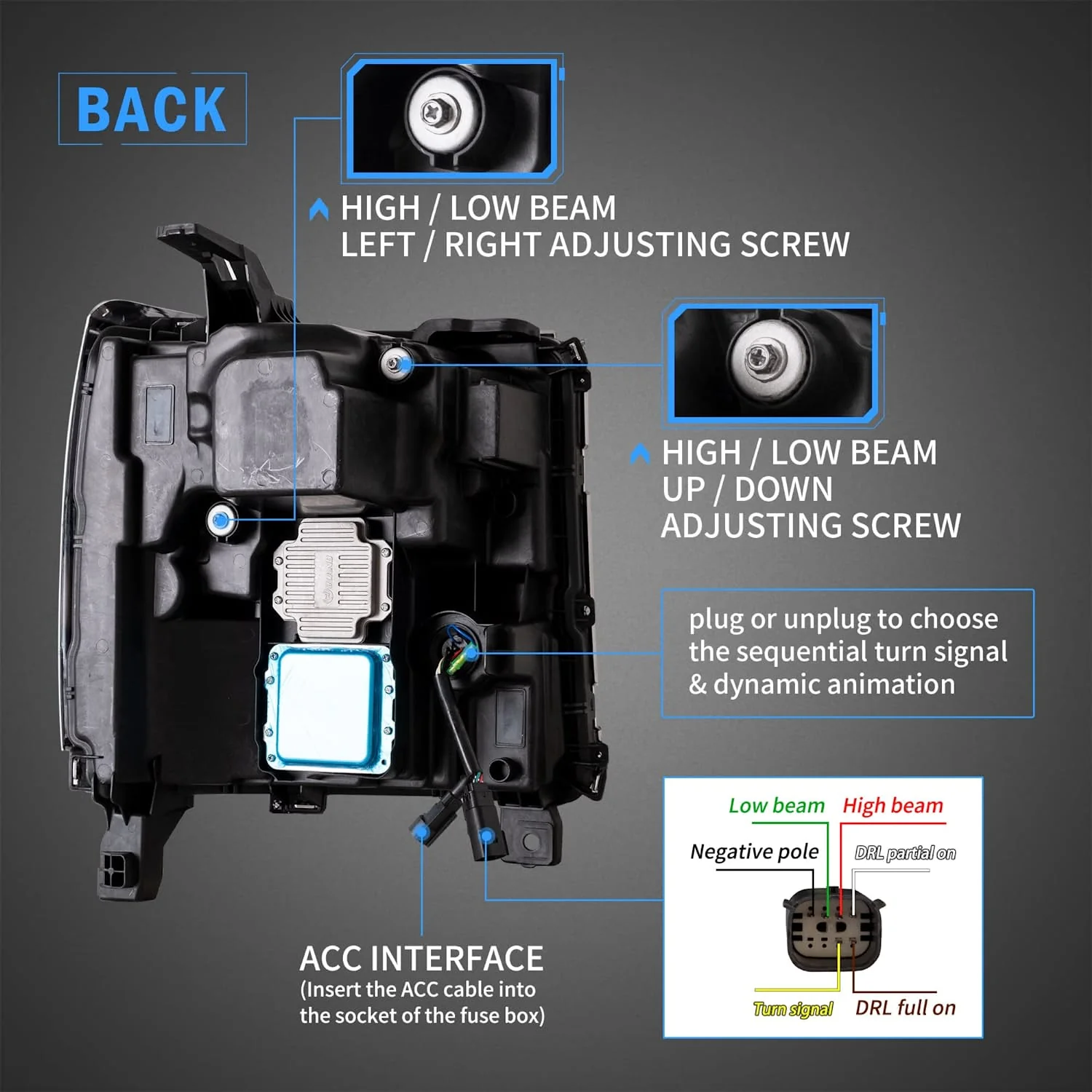 VLAND Projector LED Headlights For 2016-2019 Chevy Silverado 1500 - Image 10