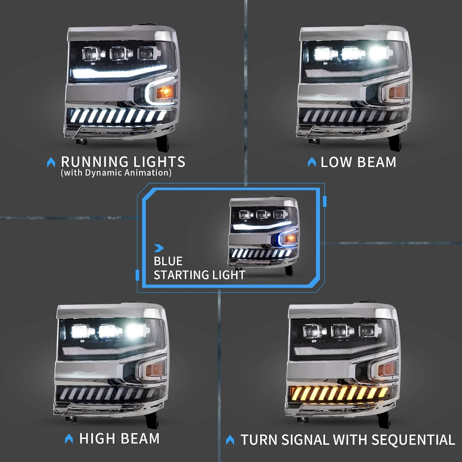VLAND Projector LED Headlights For 2016-2019 Chevy Silverado 1500 - Image 3