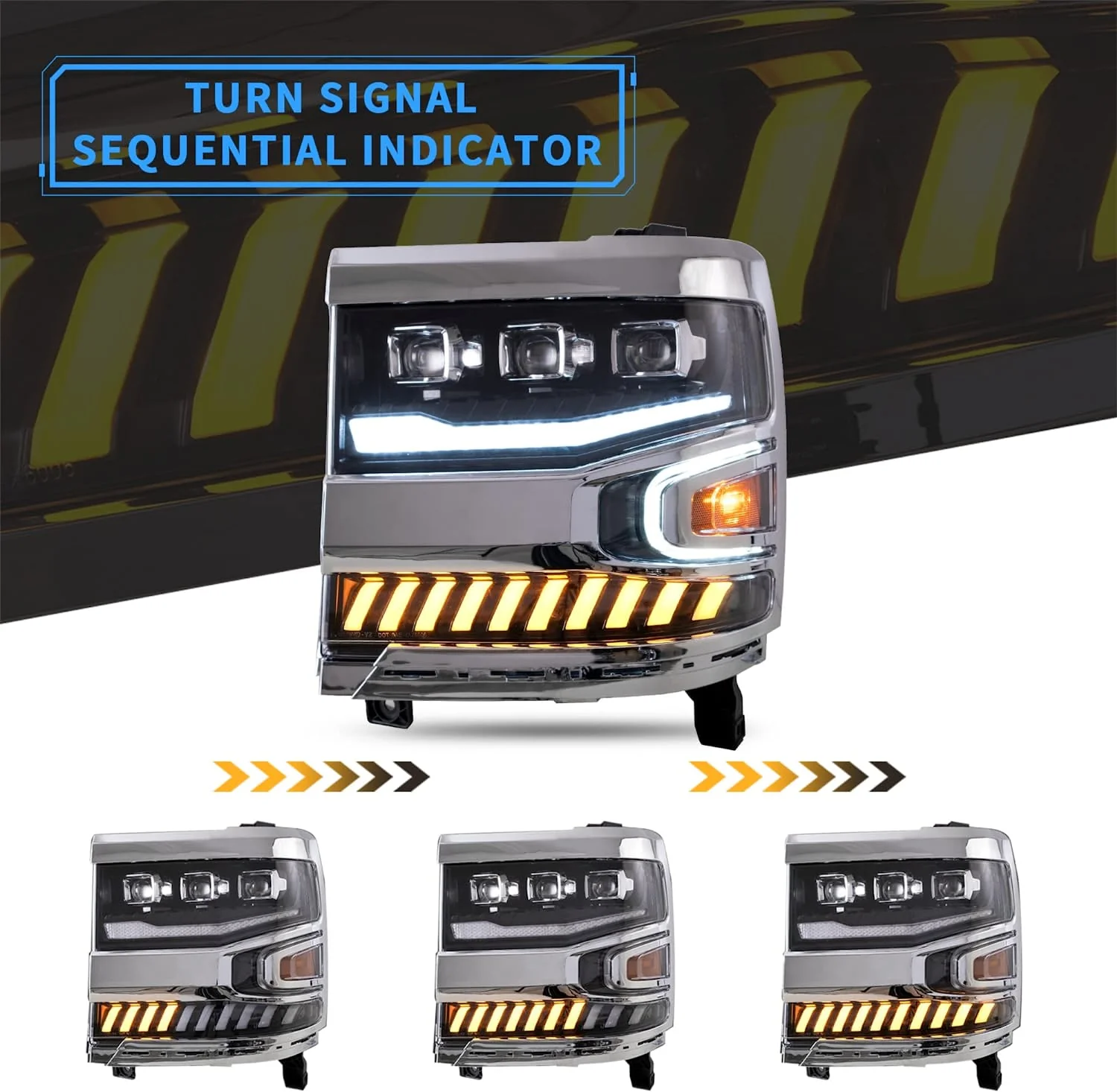 VLAND Projector LED Headlights For 2016-2019 Chevy Silverado 1500 - Image 4