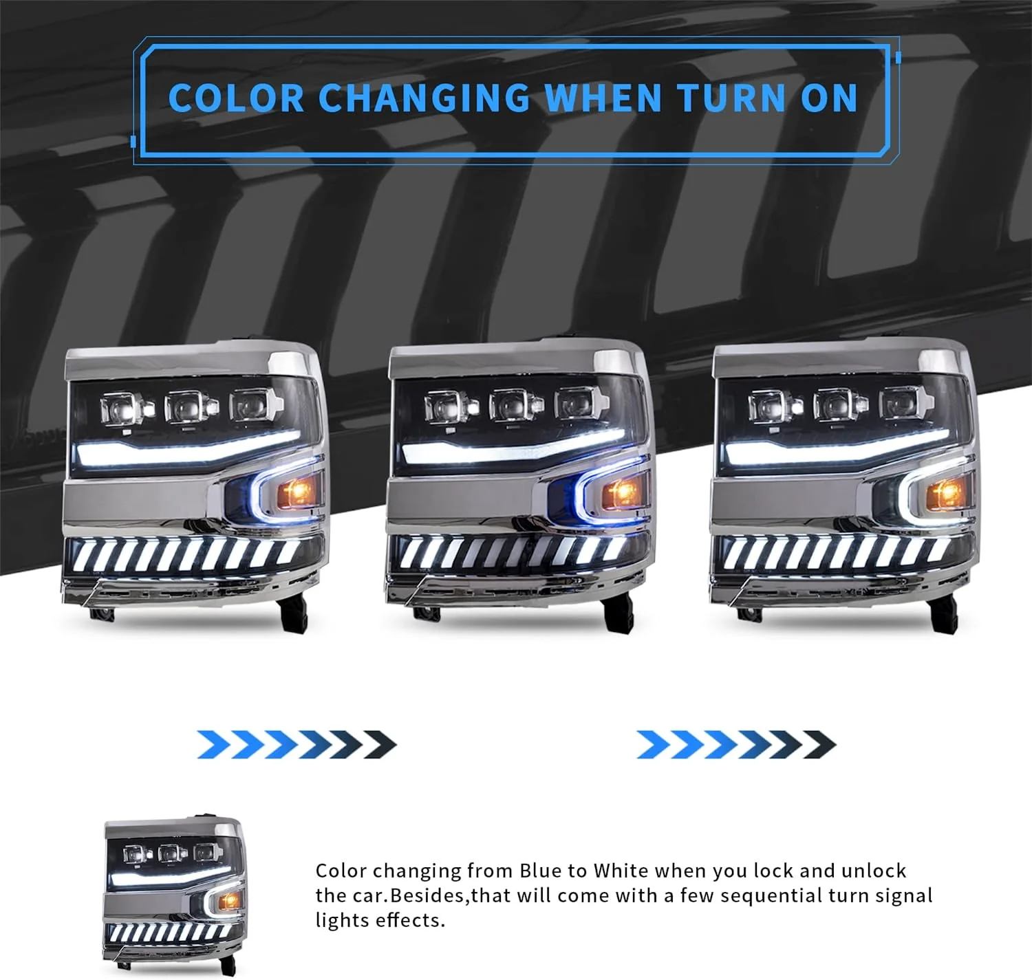 VLAND Projector LED Headlights For 2016-2019 Chevy Silverado 1500 - Image 5
