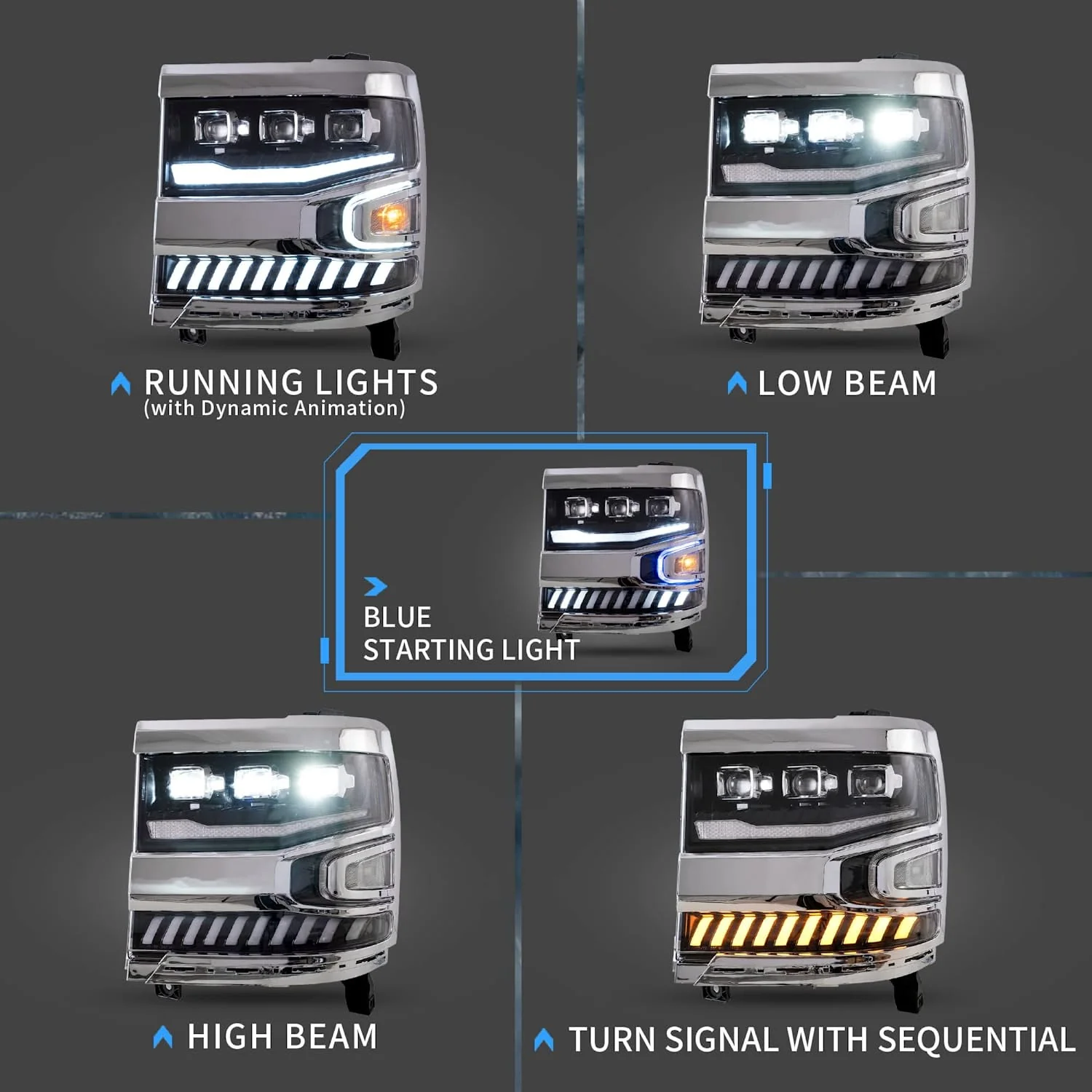 VLAND Projector LED Headlights For 2016-2019 Chevy Silverado 1500 - Image 7