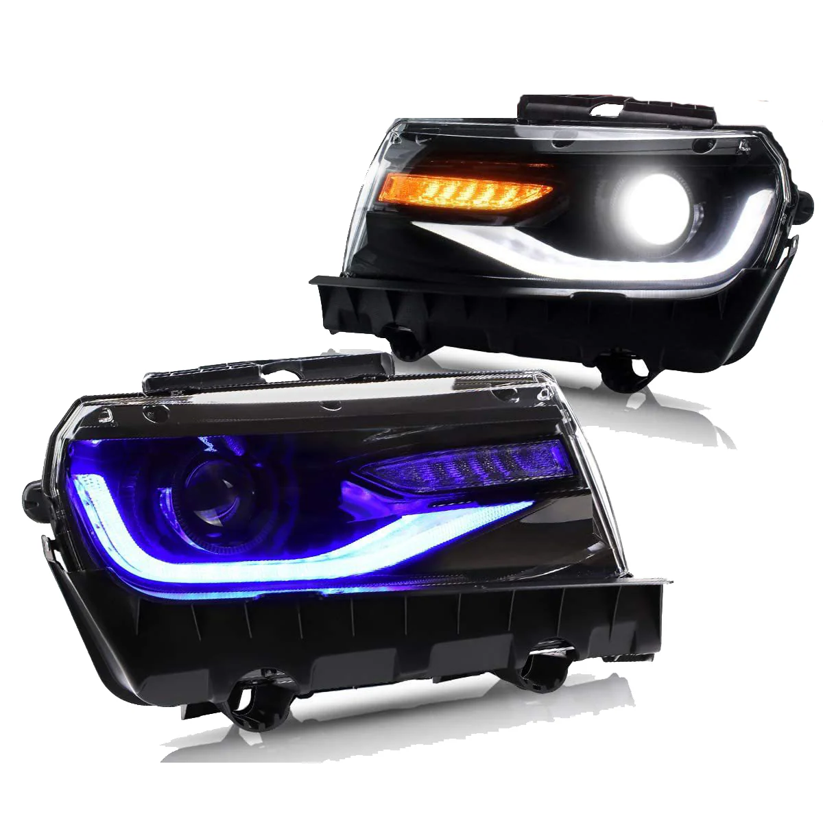 Vland RGB Dual Beam Headlights For Chevrolet Chevy Camaro 2014 2015 With Amber Sequential, Multicolor DRL colors - Image 11