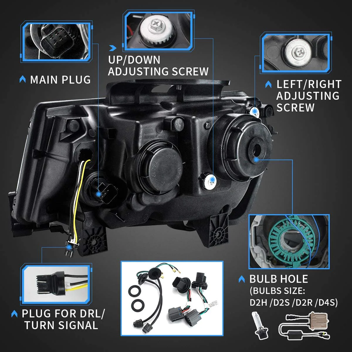Vland RGB Dual Beam Headlights For Chevrolet Chevy Camaro 2014 2015 With Amber Sequential, Multicolor DRL colors - Image 6