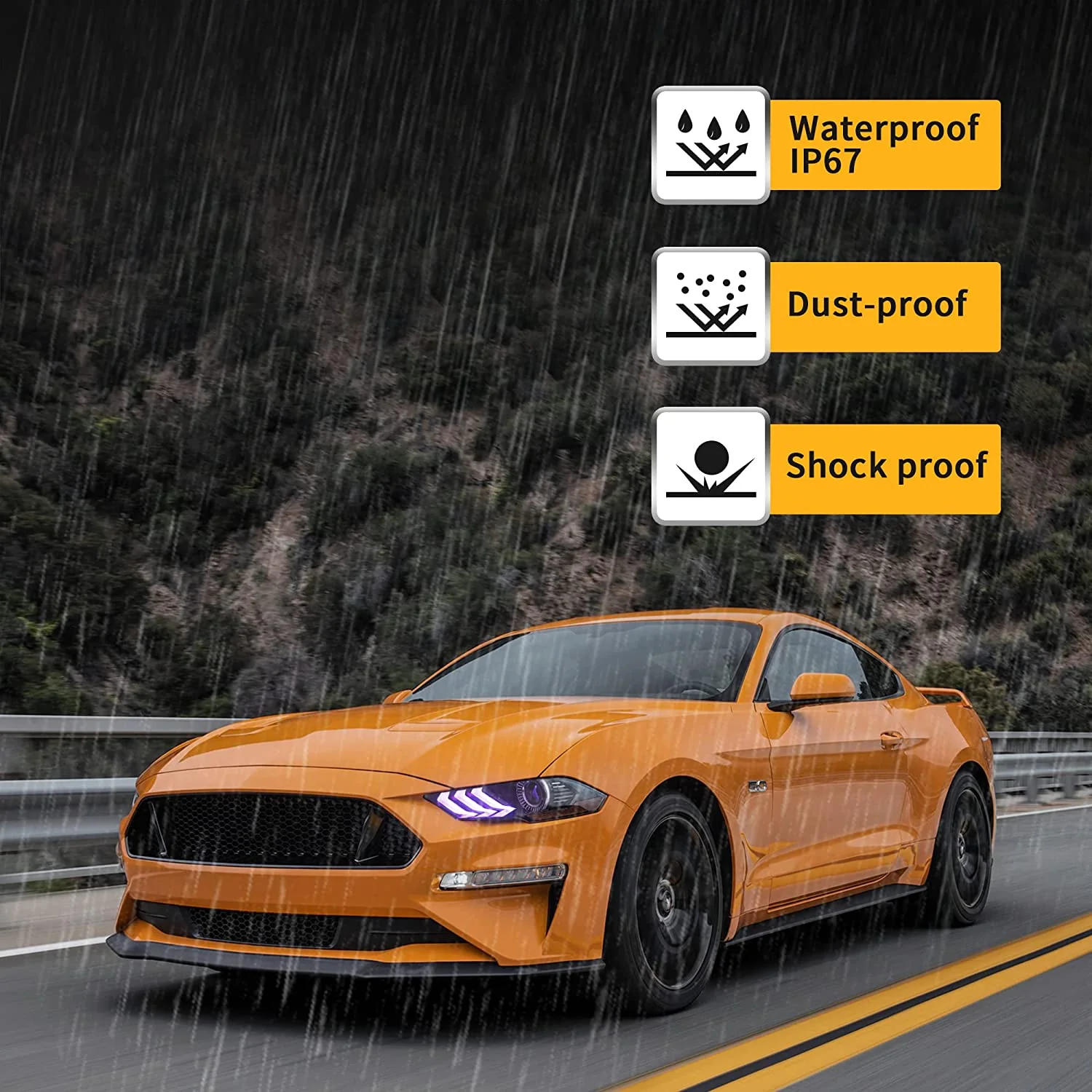 VLAND RGB LED Projector Headlights For Ford Mustang 2018-2023 - Image 11