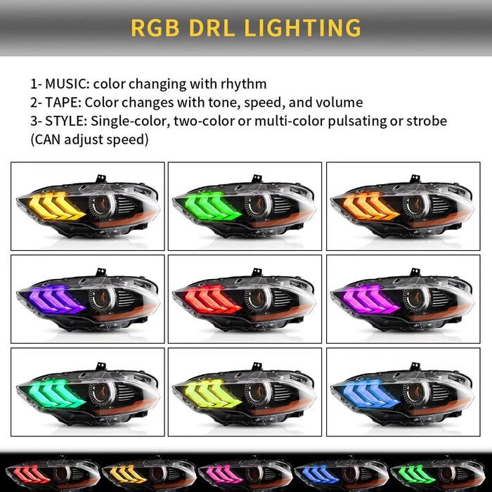 VLAND RGB LED Projector Headlights For Ford Mustang 2018-2023 - Image 14