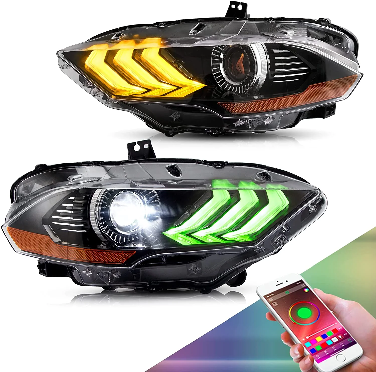 VLAND RGB LED Projector Headlights For Ford Mustang 2018-2023 - Image 4