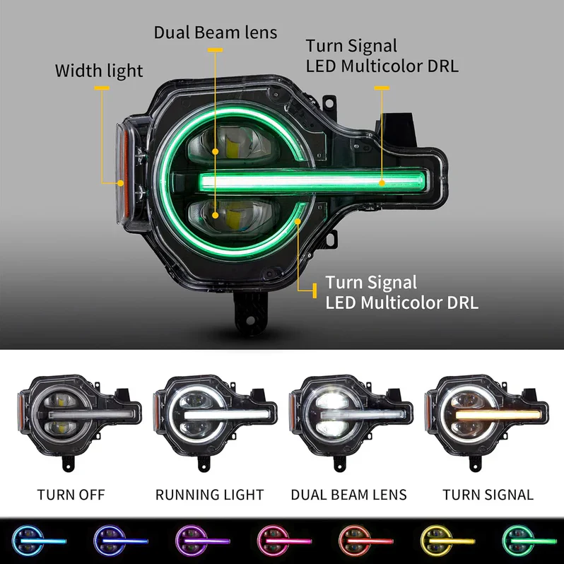 VLAND RGB LED Projector Headlights For 2021-2024 Ford Bronco - Image 6