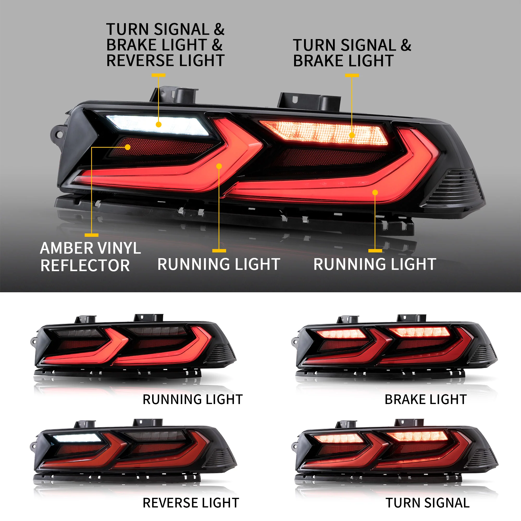 VLAND LED Tail Lights For Chevrolet Chevy Camaro 2014-2015 - Image 3