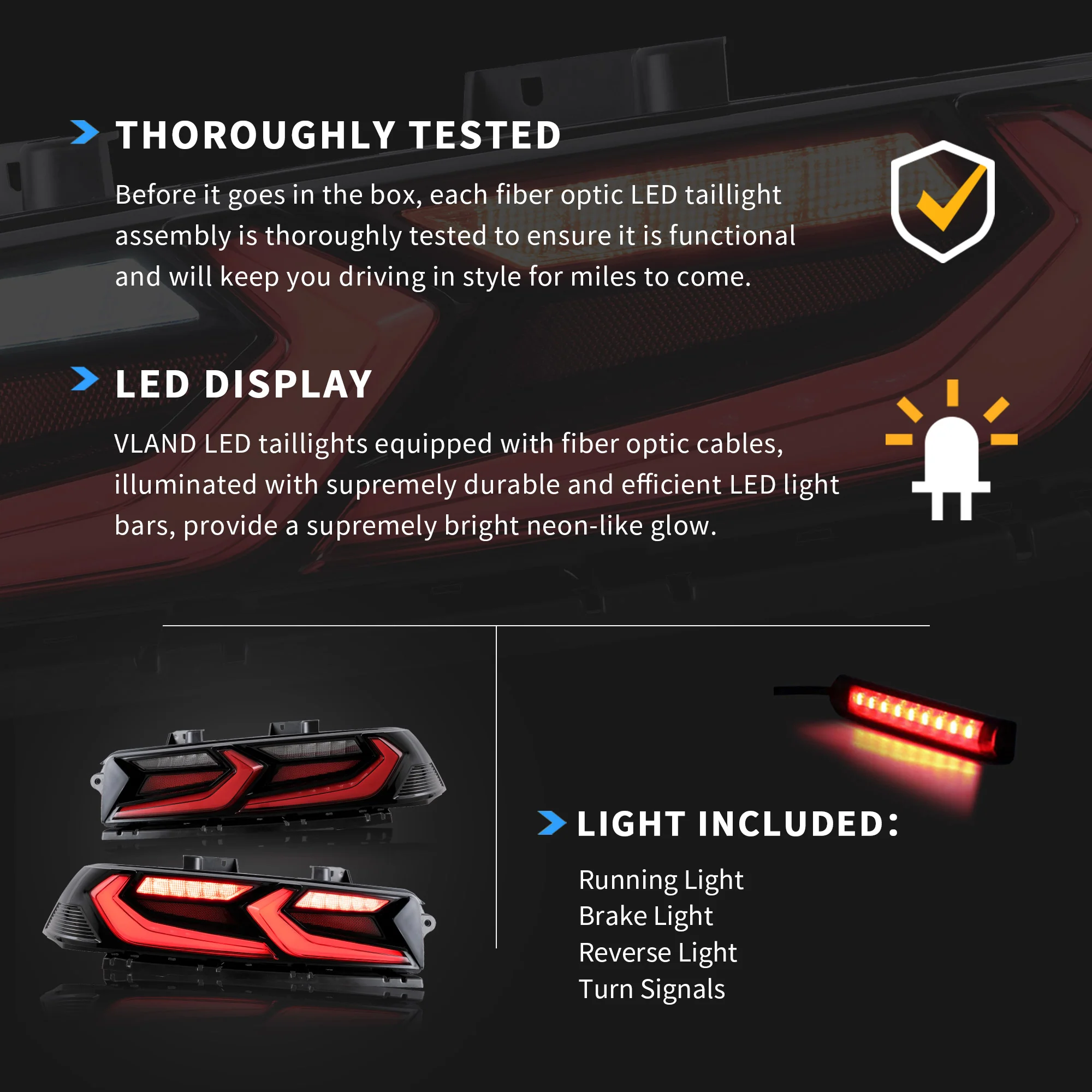 VLAND LED Tail Lights For Chevrolet Chevy Camaro 2014-2015 - Image 8