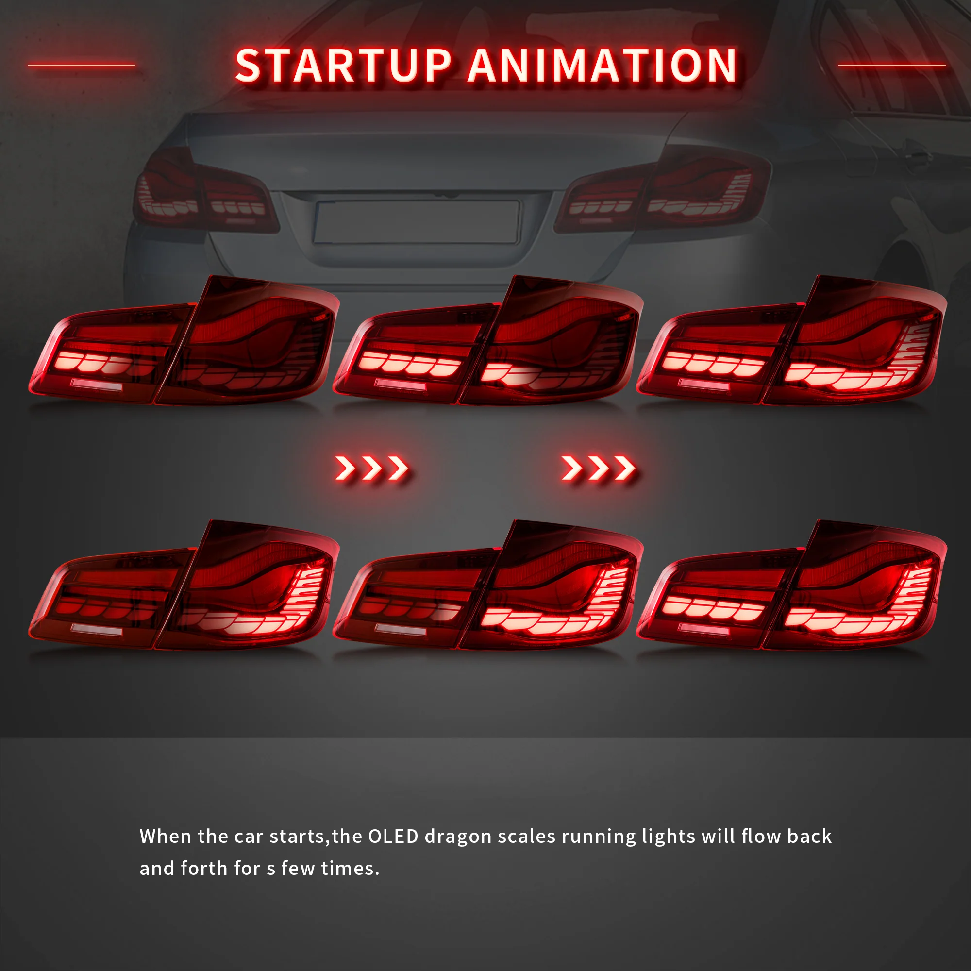 VLAND OLED Tail Lights For BMW 5 Series F10 F18 2011-2017 with Start-up Animation Running Lights(Not For F11/ F07) - Image 3