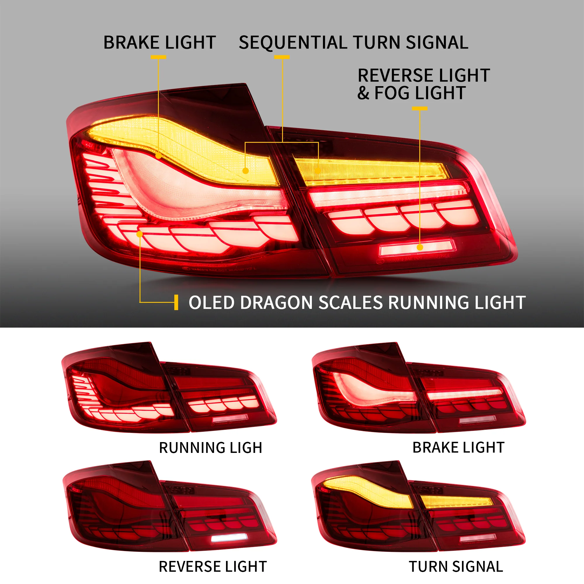VLAND OLED Tail Lights For BMW 5 Series F10 F18 2011-2017 with Start-up Animation Running Lights(Not For F11/ F07) - Image 5