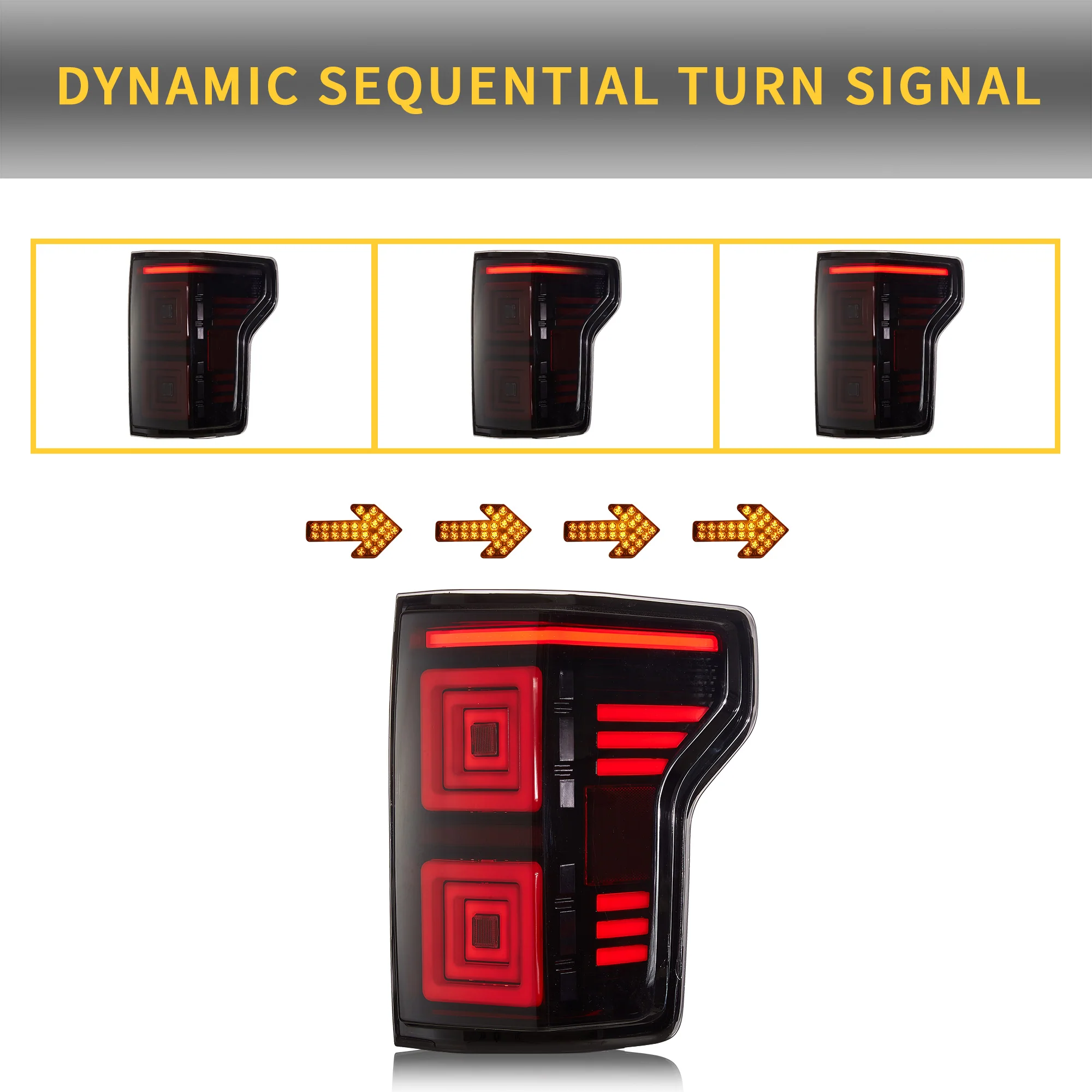 VLAND Tail Lights For Ford F150 2015-2020 with Red Turn Signal - Image 10