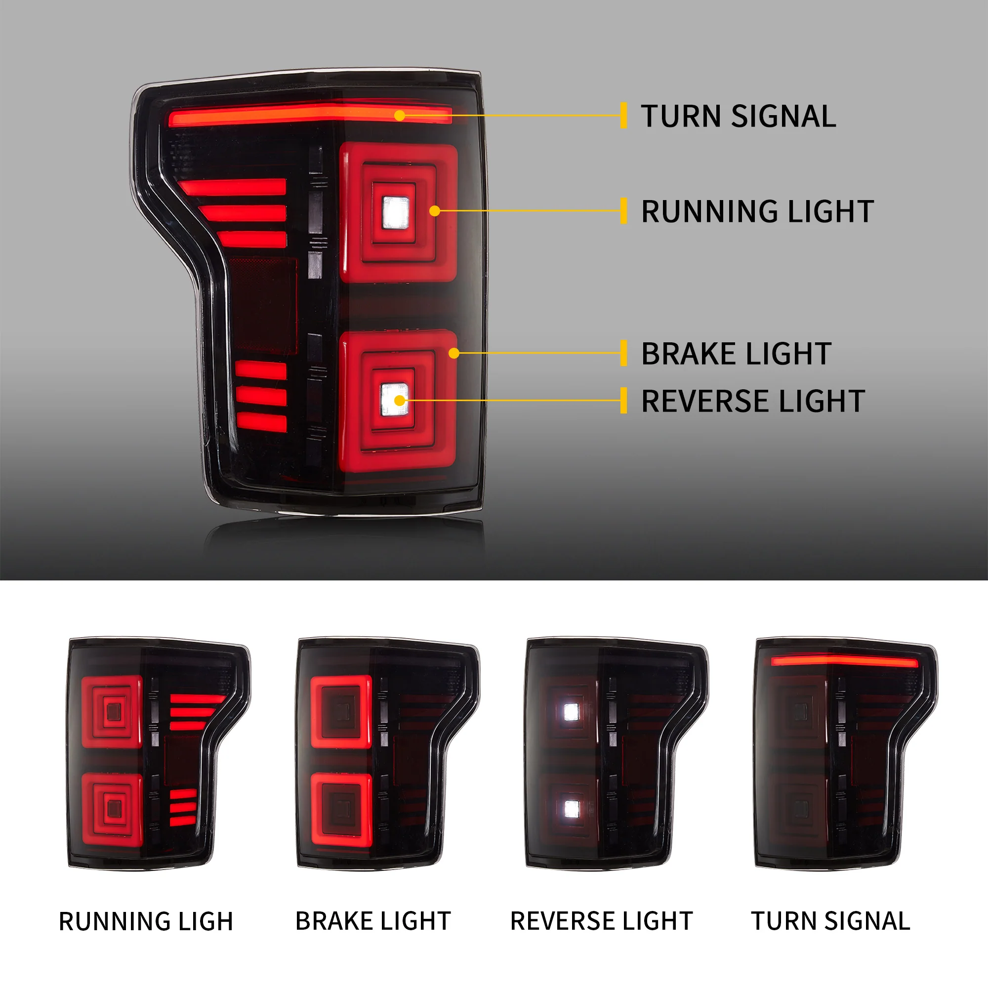 VLAND Tail Lights For Ford F150 2015-2020 with Red Turn Signal - Image 11