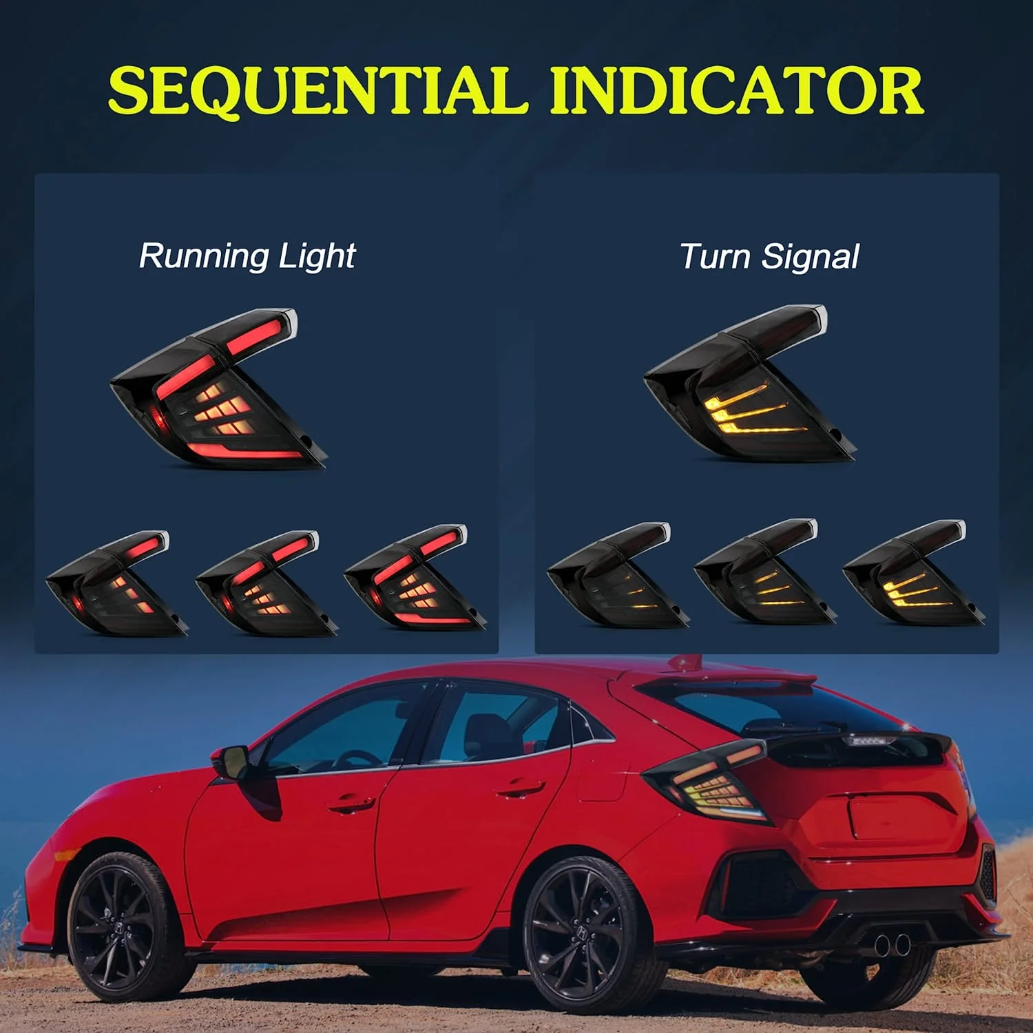 VLAND Tail Lights For Honda Civic Hatchback LX Sport EX 2016-2021 [5 Door|10th Generation] - Image 5