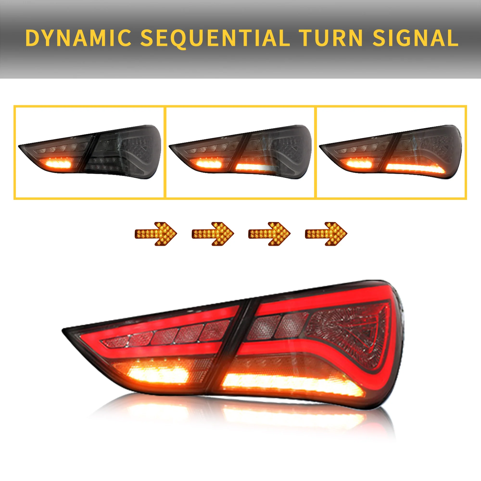 VLAND Full LED Tail Lights For Hyundai Sonata 6th Gen Sedan 2011-2014 - Image 8