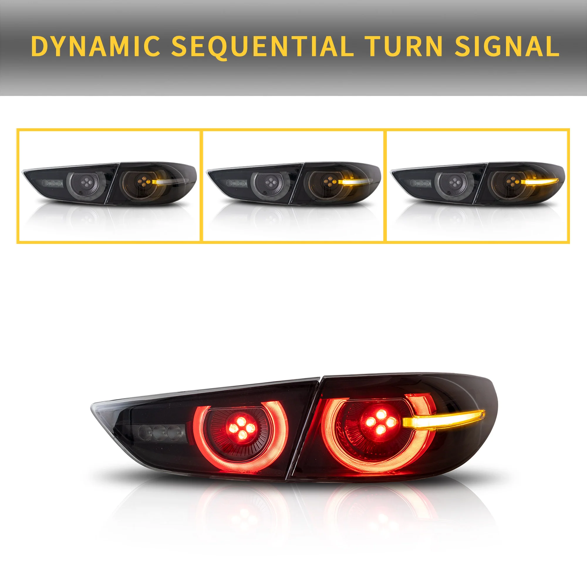 VLAND Tail Lights For Mazda 3 Axela Sedan 2019-2025 w/ Dynamic Welcome Lighting - Image 4