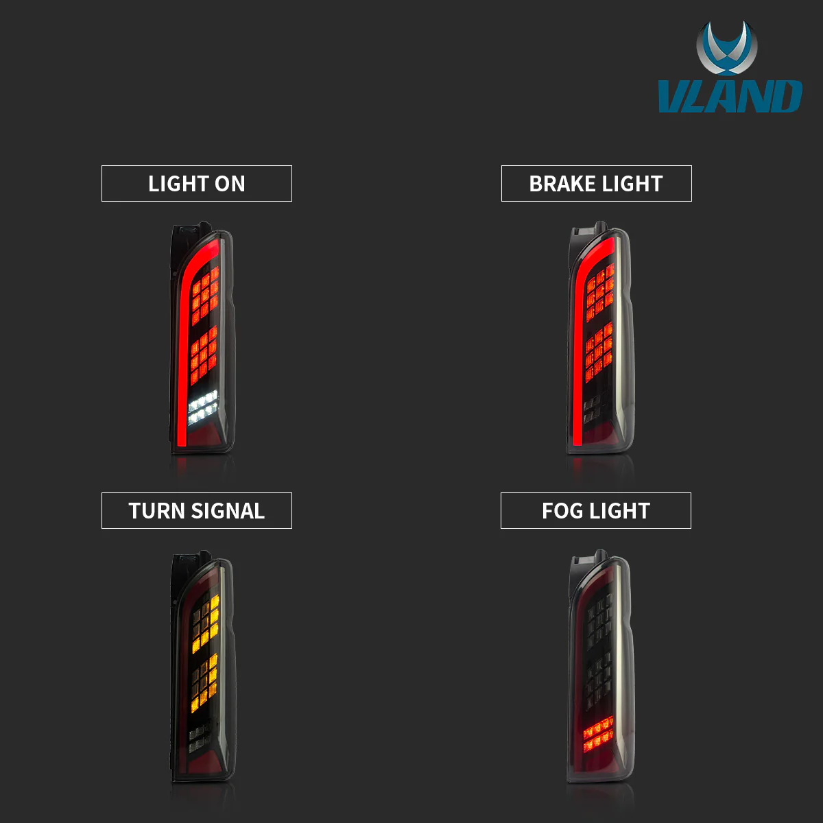 VLAND Full LED Tail Lights For Toyota Hiace 2005-2018 - Image 3