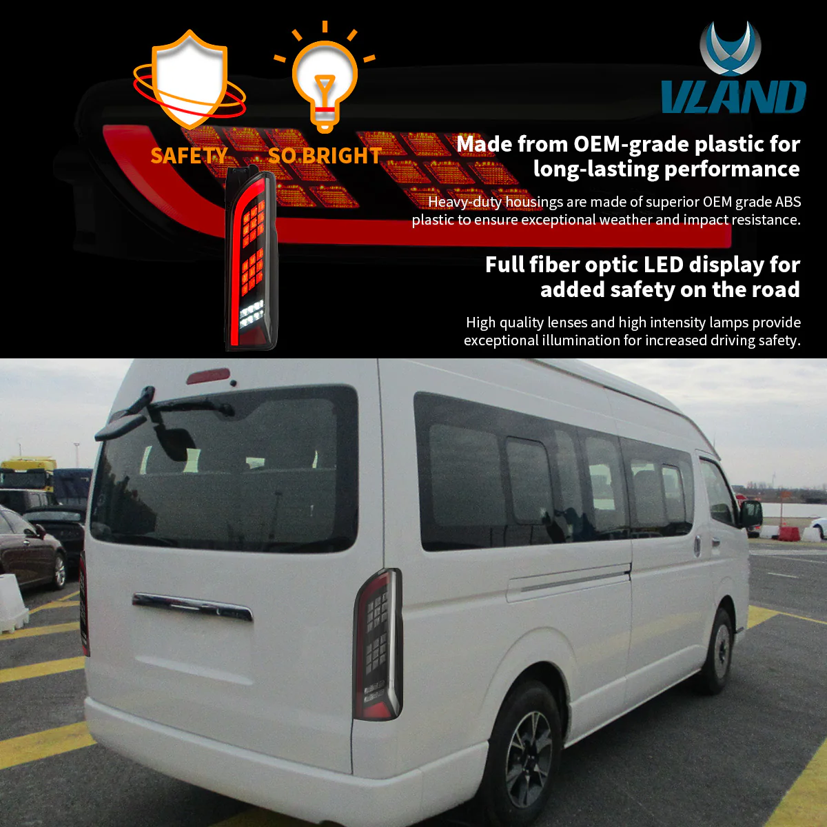 VLAND Full LED Tail Lights For Toyota Hiace 2005-2018 - Image 7