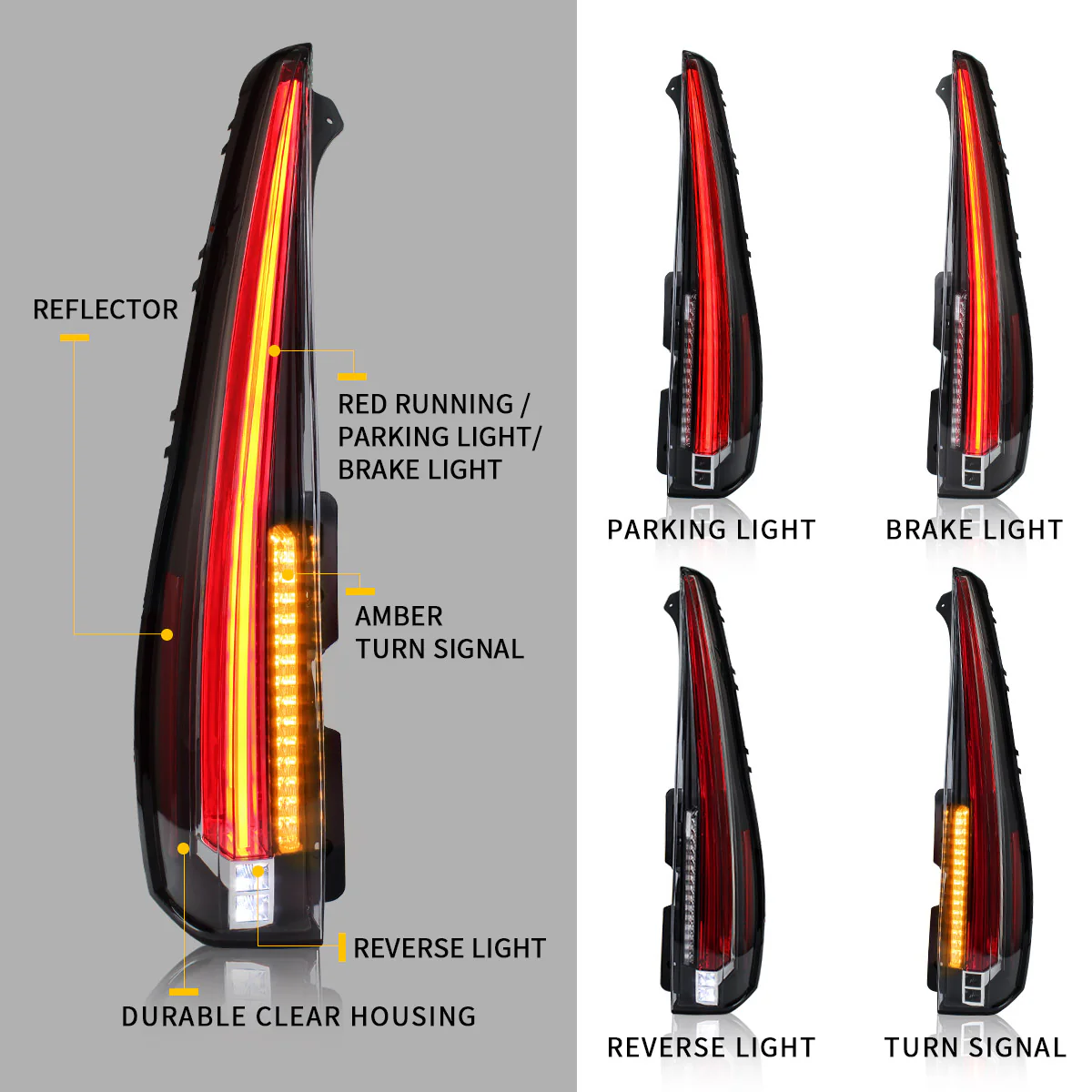 VLAND Full LED Tail Lights GMC Yukon Chevrolet Tahoe Suburban 2007-2014 5 Pins with 5 Holes - Image 4
