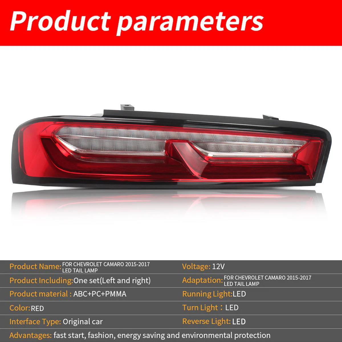 VLAND Taillights For Chevrolet Chevy Camaro 2016-2018 without Reversing Lights (Fit For European Models) - Image 9