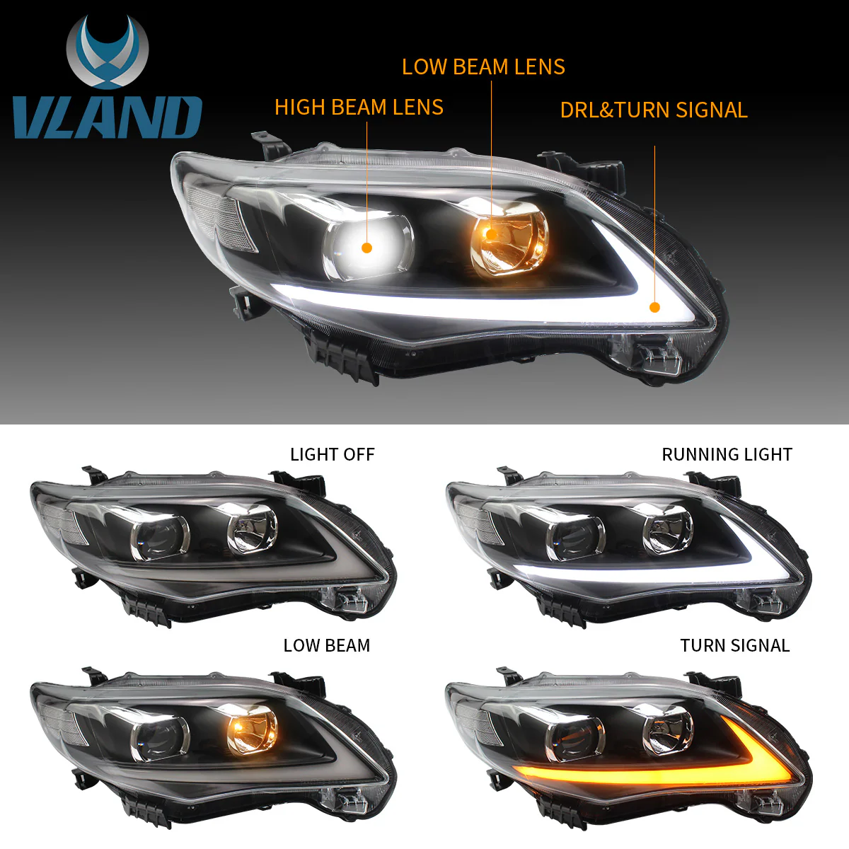 VLAND LED Headlights For Toyota Corolla 2011 2012 2013 - Image 5