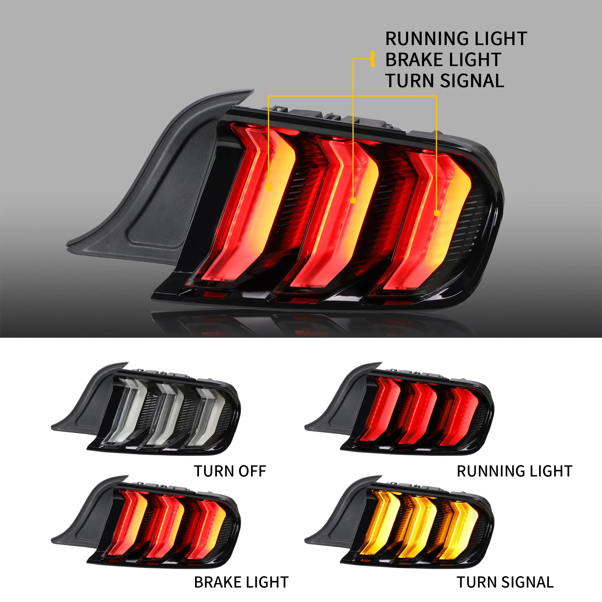 VLAND GT Five Model Full LED Taillights For Ford Mustang 2015-2023 (Can Fit For US/Euro Models) - Image 10