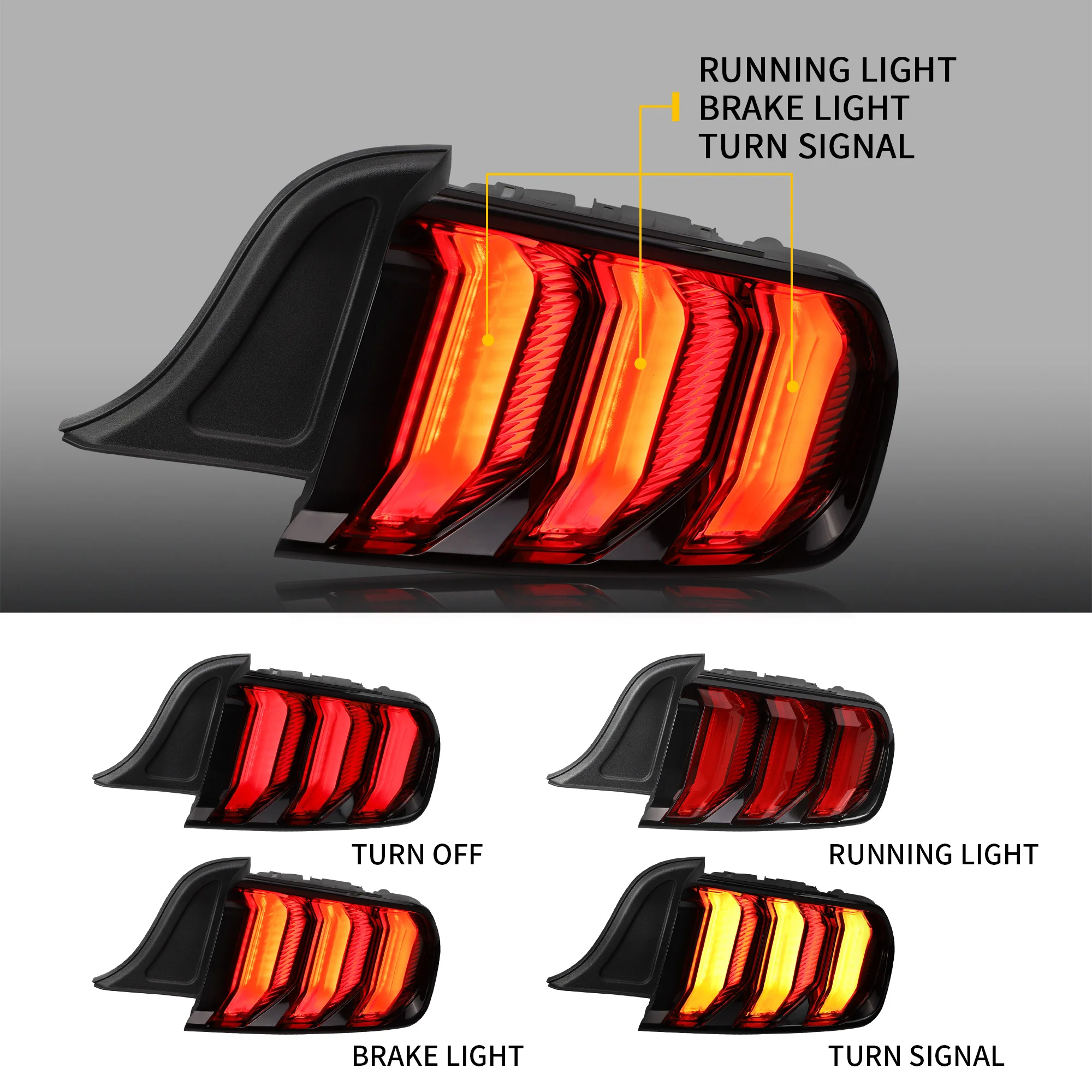 VLAND GT Five Model Full LED Taillights For Ford Mustang 2015-2023 (Can Fit For US/Euro Models) - Image 11