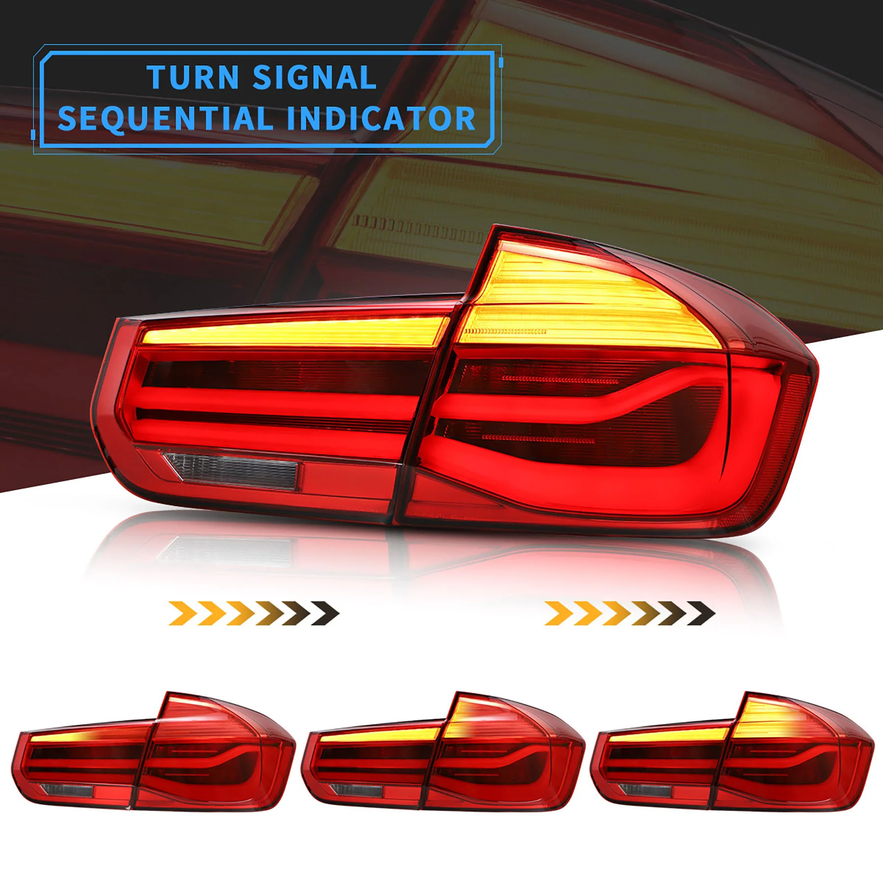 VLAND Full LED Taillights For BMW 3-Series BMW F30 F35 F80 320i 328i 328D 335i M3 6th Gen Sedan 2012-2019 - Image 3