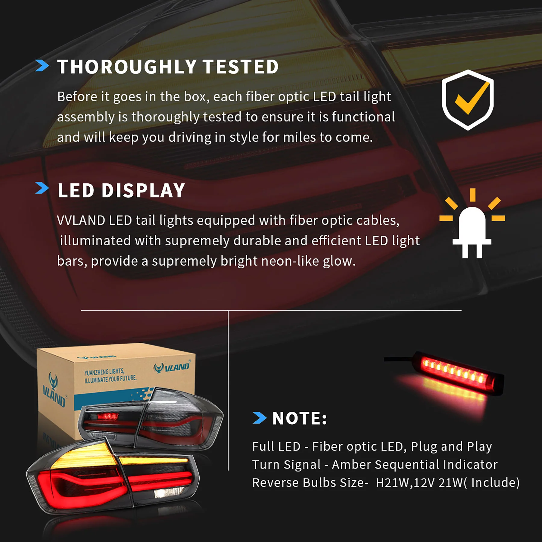 VLAND Full LED Taillights For BMW 3-Series BMW F30 F35 F80 320i 328i 328D 335i M3 6th Gen Sedan 2012-2019 - Image 8