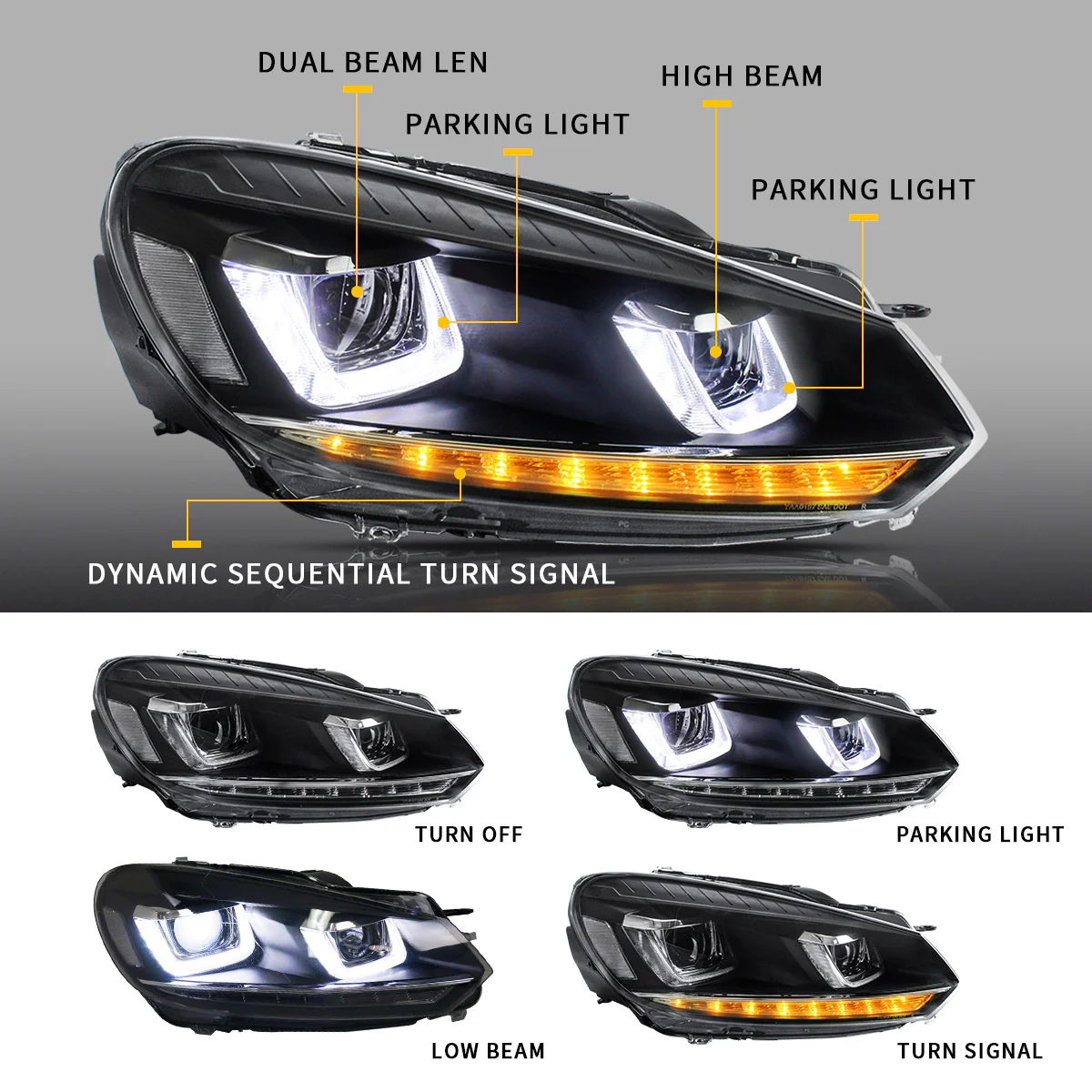 VLAND Projector Headlights For Volkswagen Golf MK6 2009-2014(Europe is 2008-2012) - Image 5