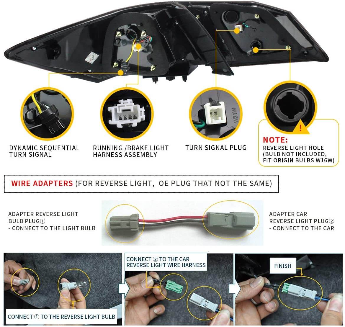 VLAND Full LED Tail Lights For Honda Accord 2013-2015 With Sequential Turn Signals - Image 8